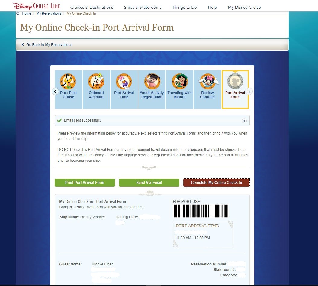 Check In Process For Disney Cruise Line
