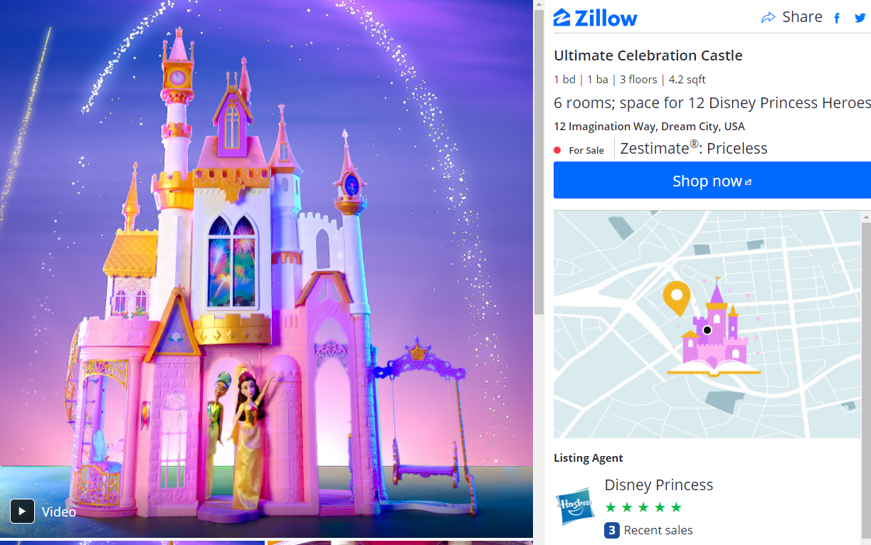 Disney Princess House by Hasbro Gets Its Own Zillow Listing