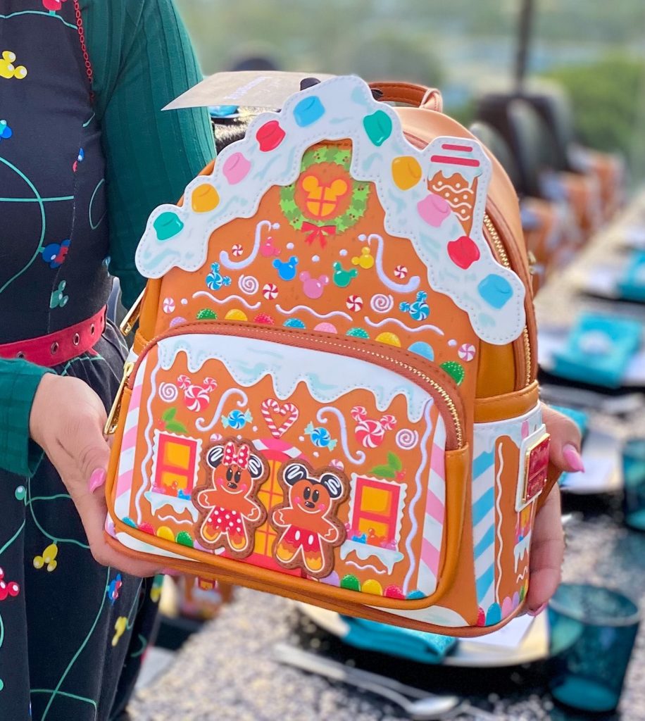 Loungefly Mickey & Minnie gingerbread house mini backpack