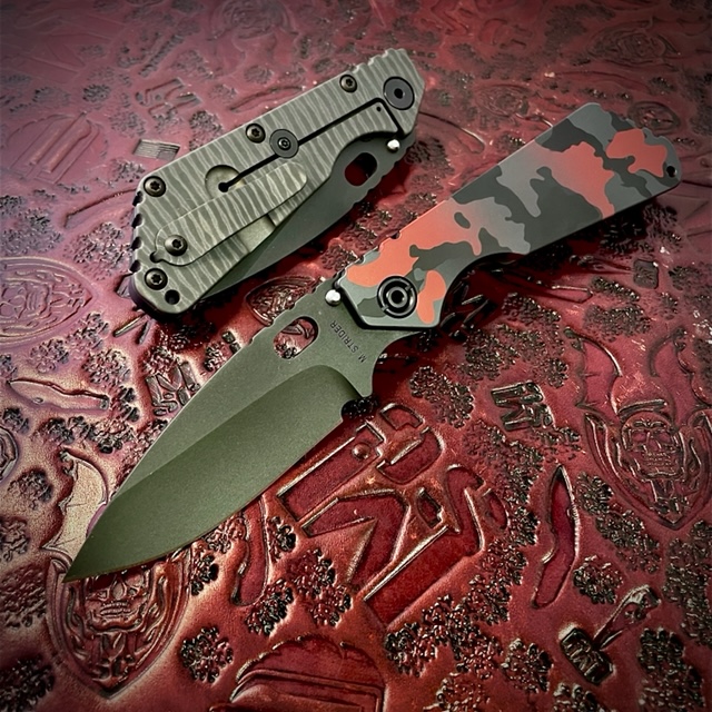 M.Strider Catalog SMF RedCamo/BLK PD1 Mick Strider Custom Knives