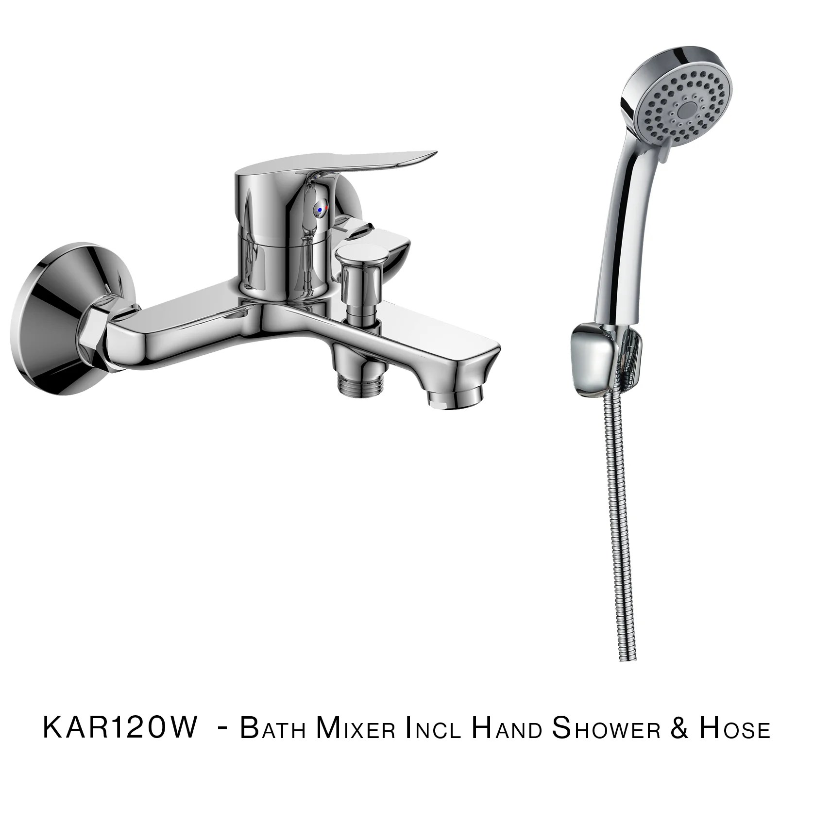 H&C BATH MIXER COMPLETE WITH HOSE AND HAND SHOWER KARIBA SINGLE LEVER