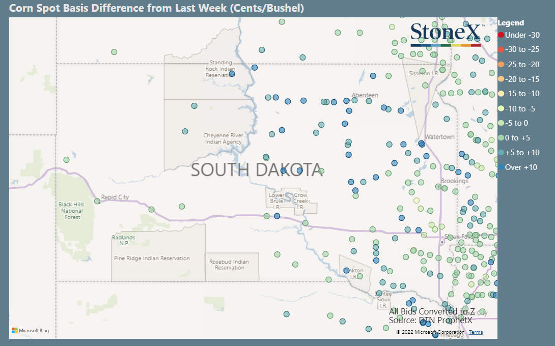 South Dakota Corn Basis Maps