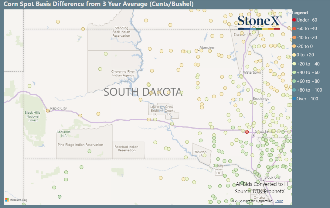 South Dakota Corn Basis Maps
