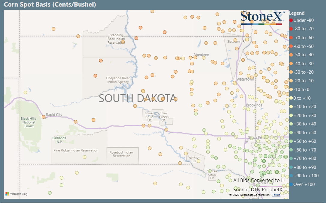 South Dakota Corn Basis Maps