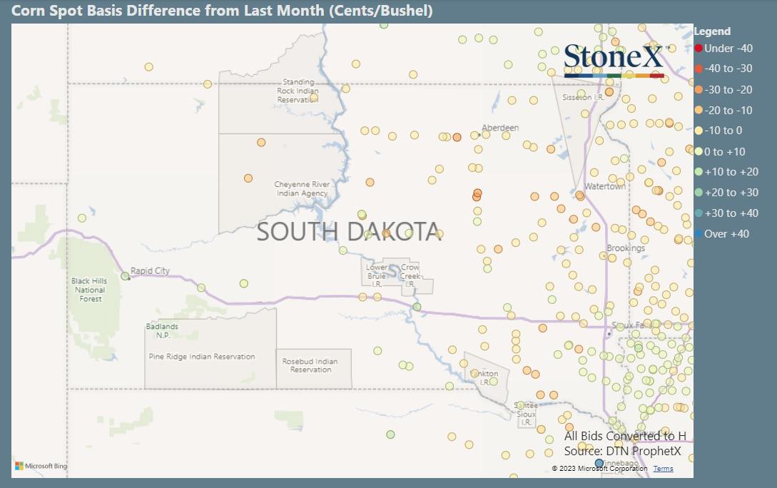 South Dakota Corn Basis Maps