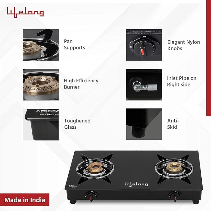Lifelong LLGS912 Automatic Ignition 2 Burner Gas Stove