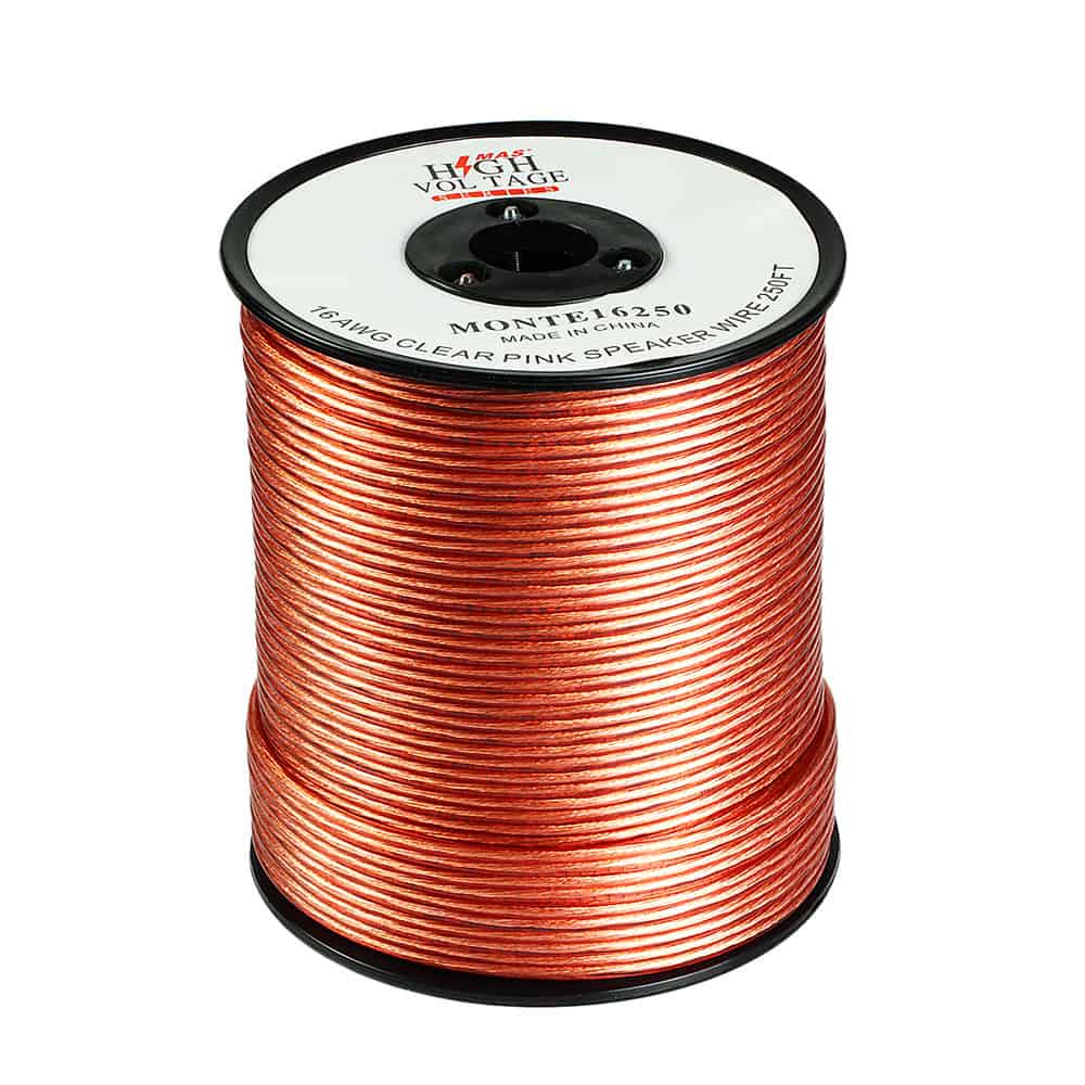 Clear Transparent 250' ft 16 Gauge 16AWG Speaker Wire