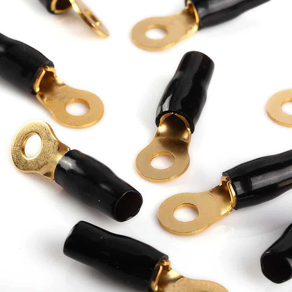 Car Audio Power/Ground Wire Ring Terminal Gold 8 AWG Gauge