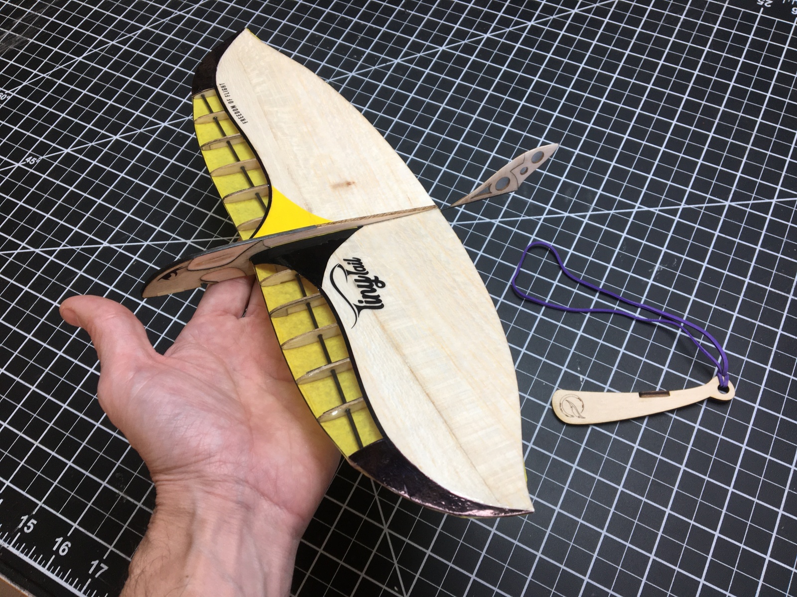 Tiny Tail Mini Free Flight Glider Rubber Band Launch Airplane