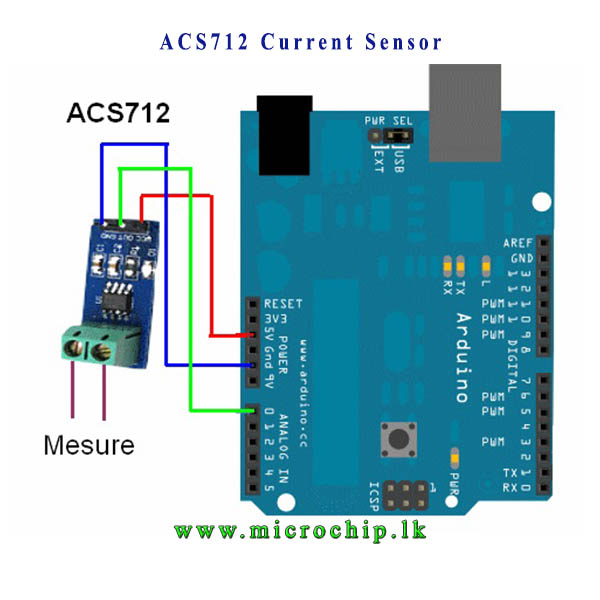 Hall Current Sensor Module ACS712 5A model for arduino Microchip.lk