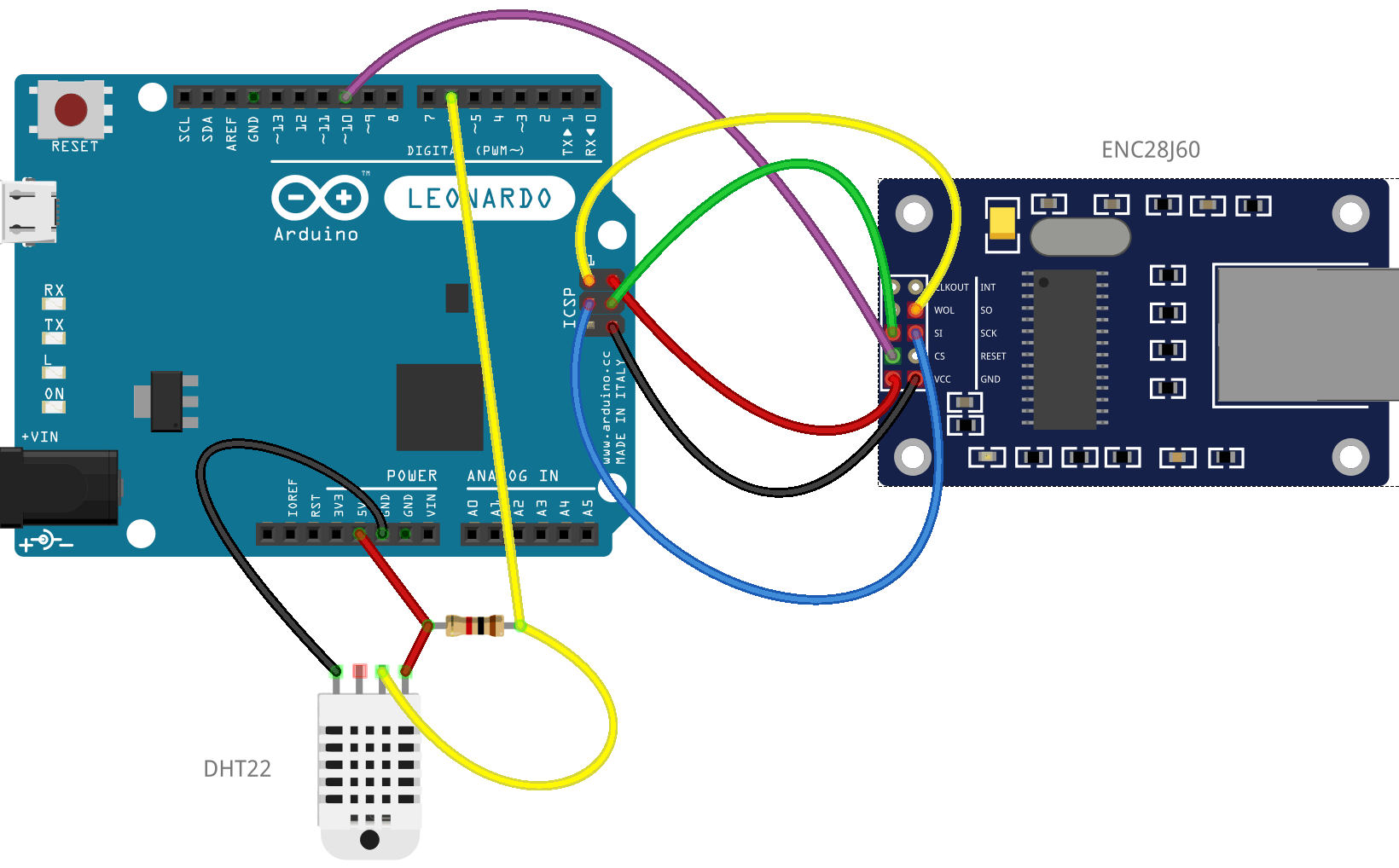 Arduino Leonardo WEB Server to Display Temperature and Humidity