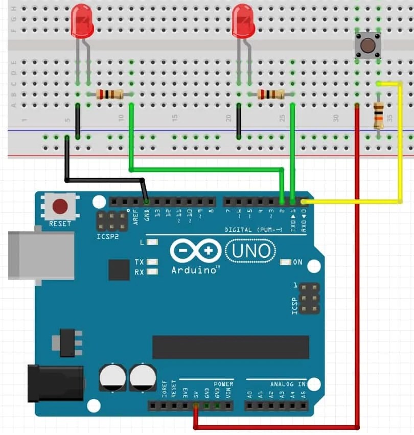 Push Button Interfacing with Arduino Reading Digital Inputs