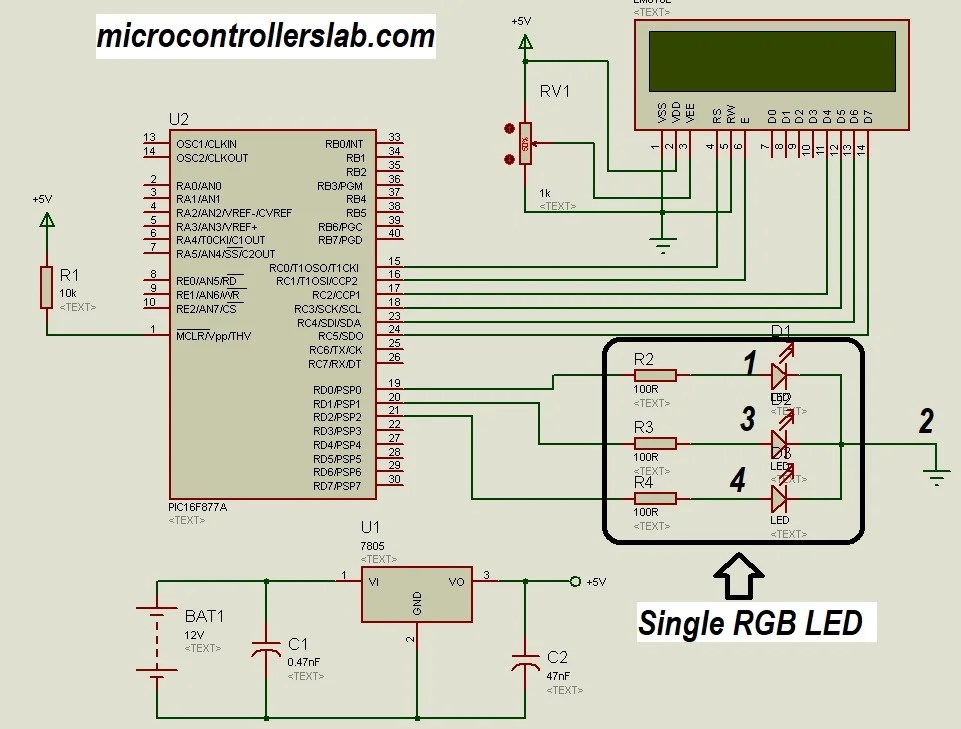 RGB LED interfacing with pic microcontroller Multi color LED