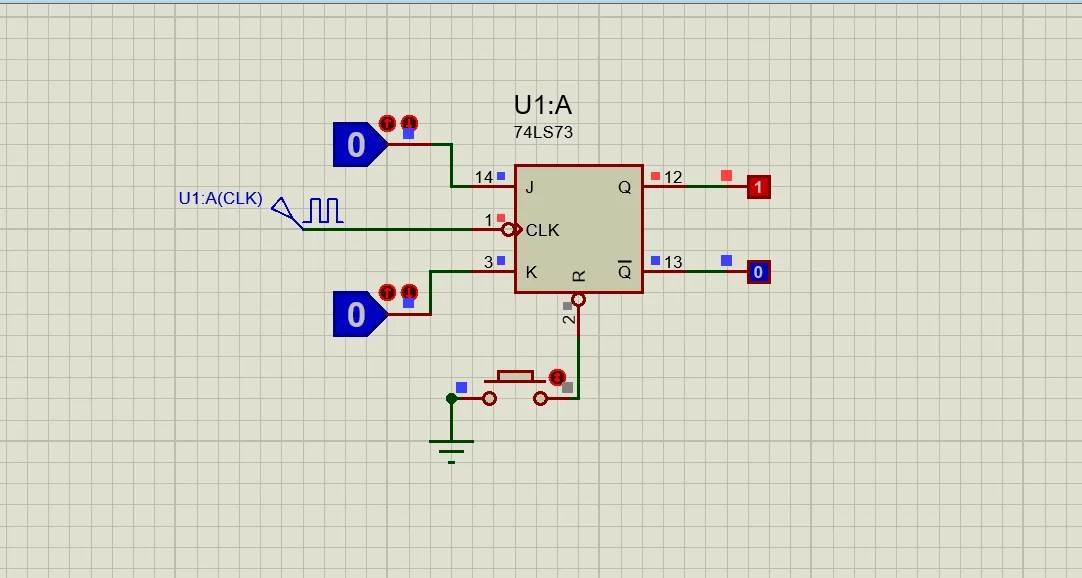 74LS73 DUAL JK FLIPFLOP Pinout, working and example