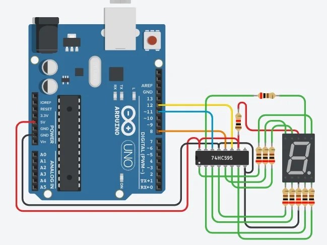 74HC595 Shift Register Arduino Interfacing, Pinout, Working