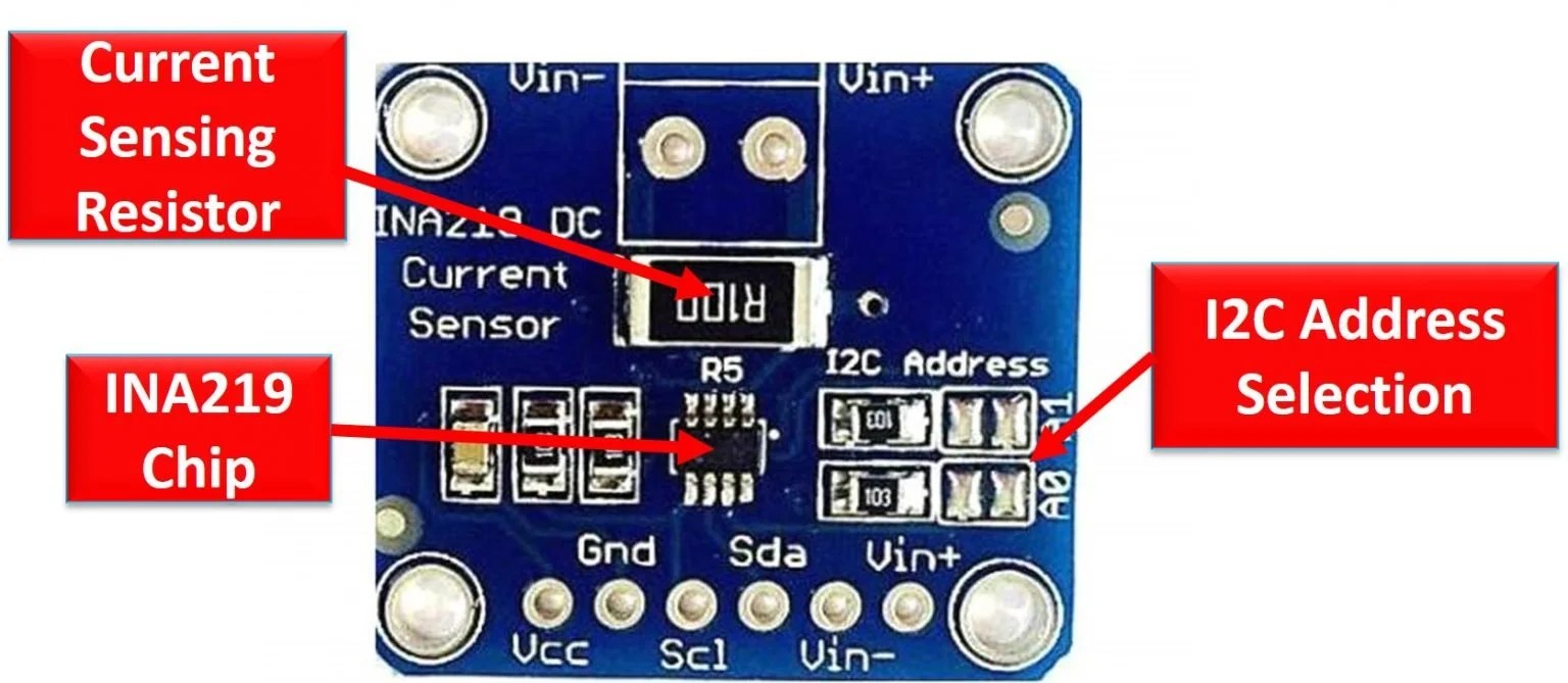 INA219 Current Sensor Module Pinout, Interfacing with Arduino and OLED