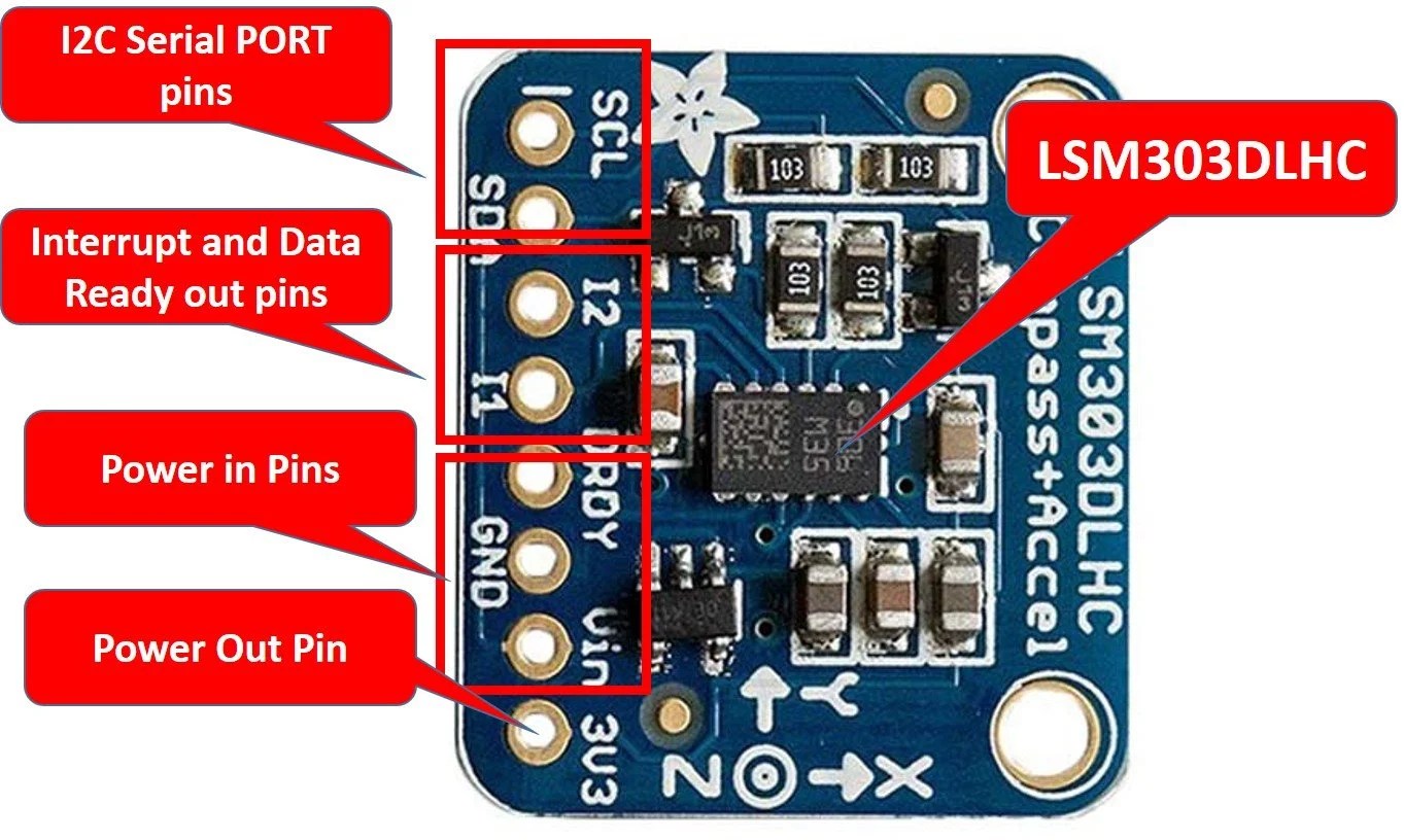 LSM303 TripleAxis Module Pinout and Arduino
