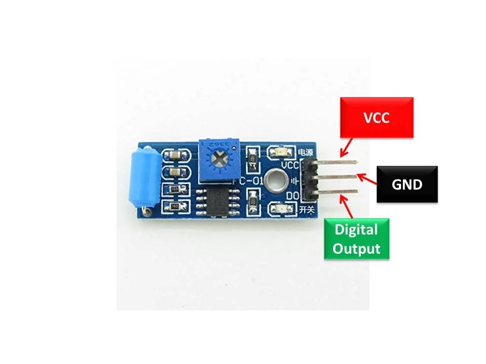 SW420 Vibration Sensor Module Pinout, Interfacing Arduino, Features