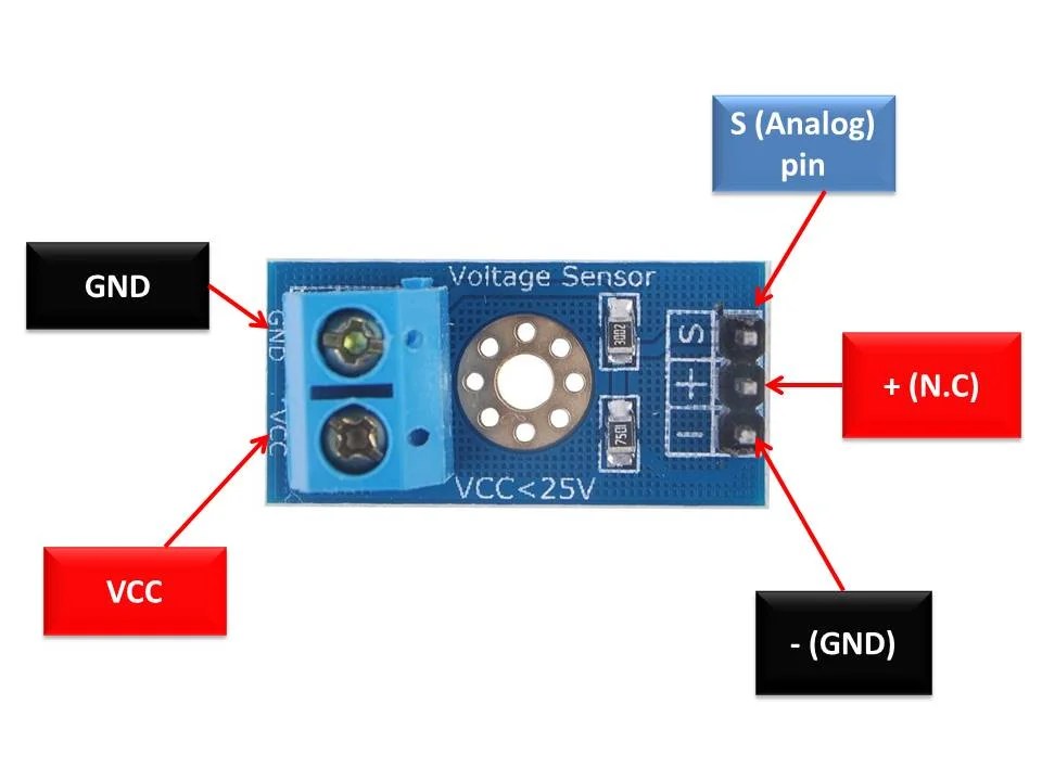 Voltage Sensor Module Interfacing with Arduino, Pinout, Working