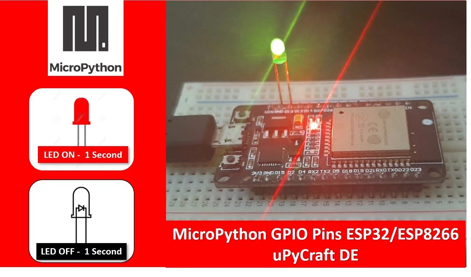 ESP32 and ESP8266 GPIO Programming with MicroPython LED Blinking