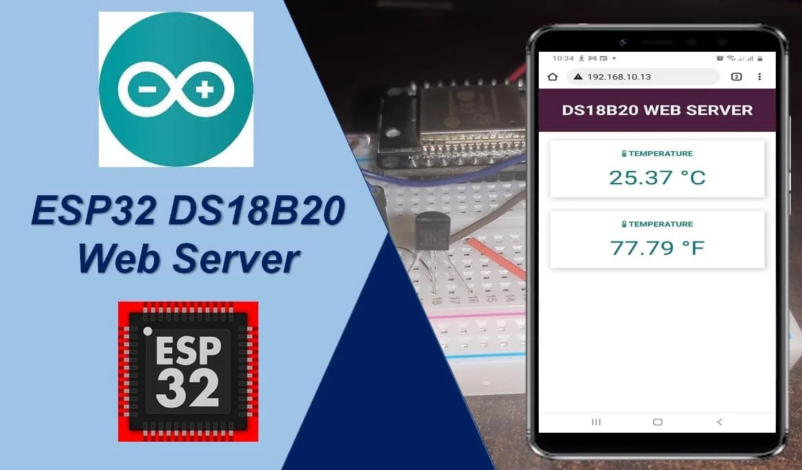 ESP32 DS18B20 Temperature Sensor  Server with Arduino IDE