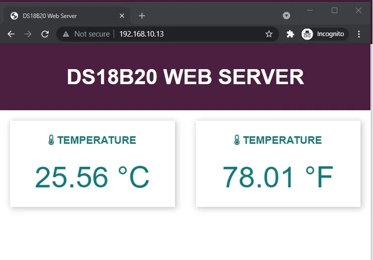 ESP32 DS18B20 Temperature Sensor  Server with Arduino IDE