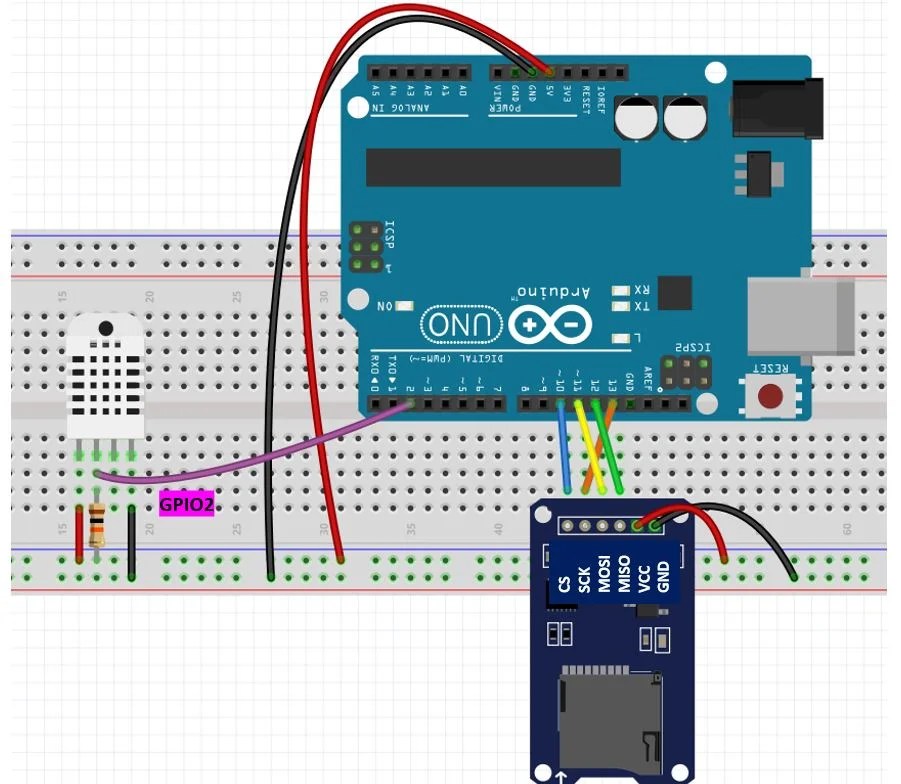 DHT22 Data Logger with Arduino and Micro SD Card