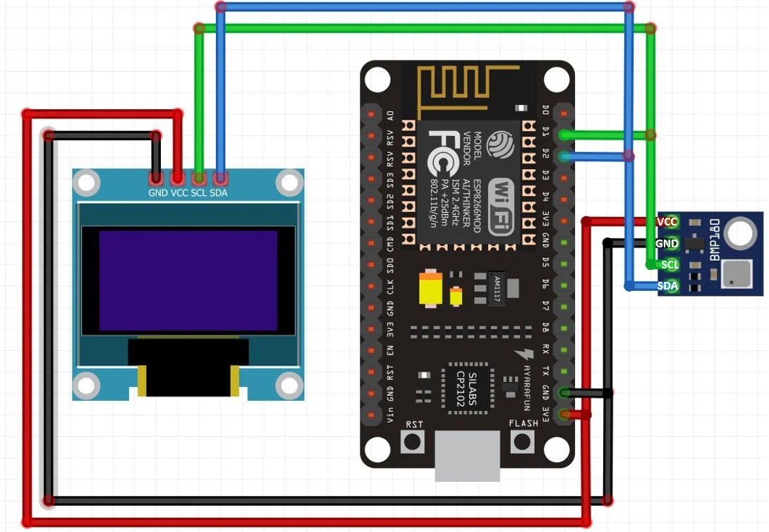 ESP8266 with BMP180 Atmospheric Pressure and Temperature sensor