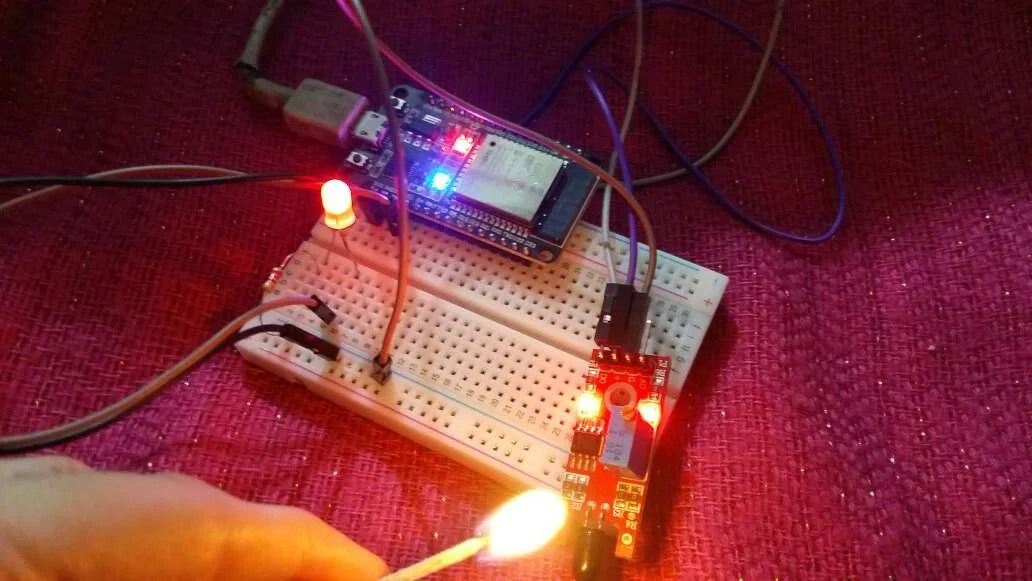 IoT Based Fire Detection using ESP32 and Flame Sensor with Email Alert