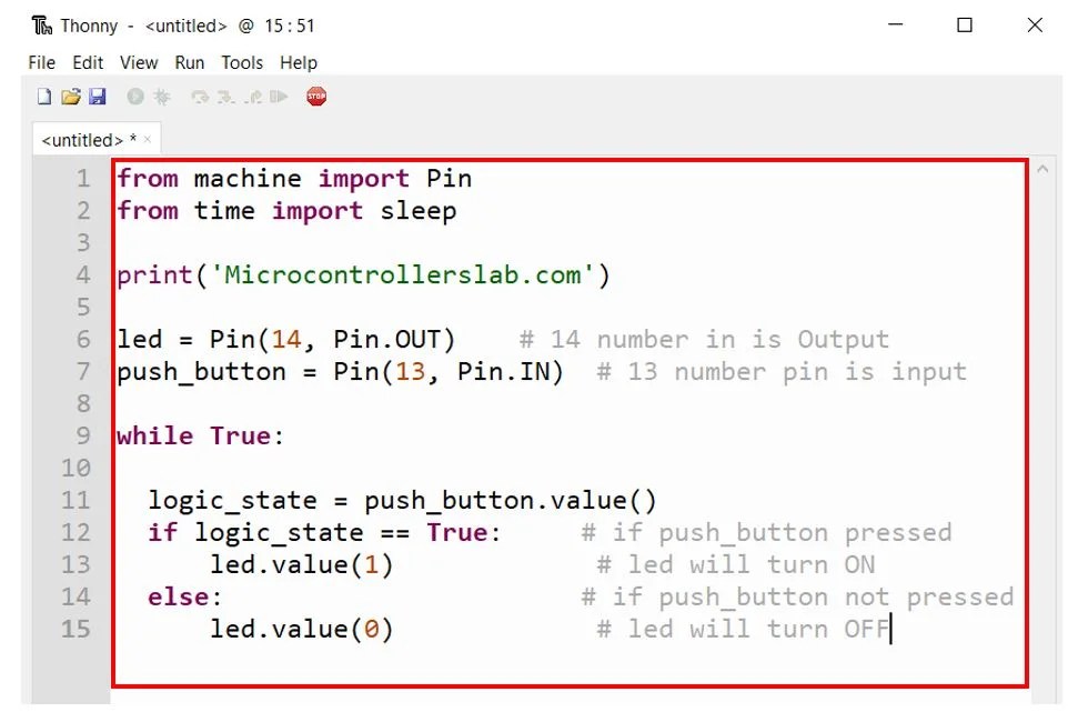 Push Button with Raspberry Pi Pico Digital Outputs & Read Inputs