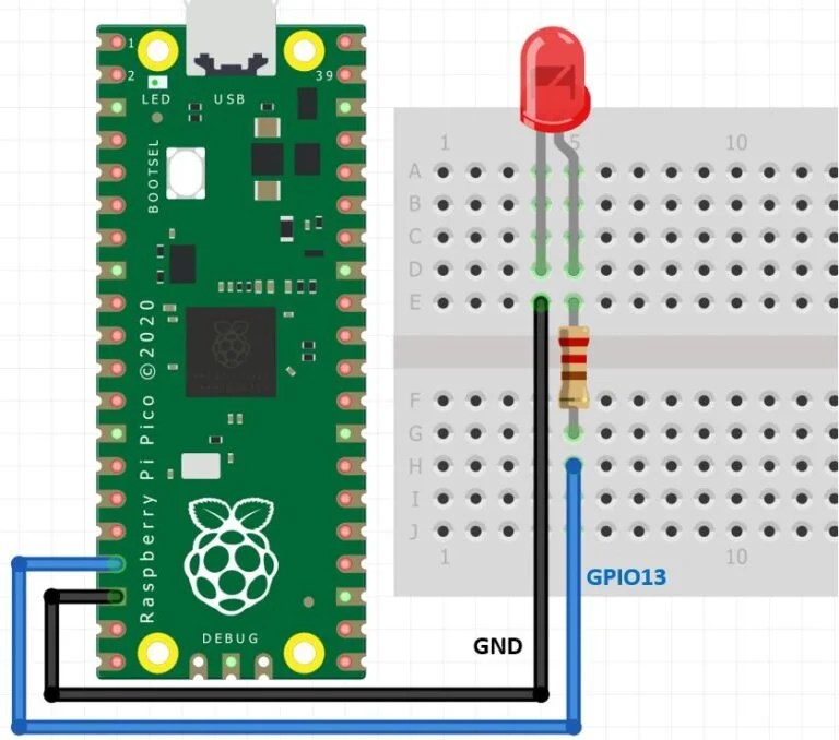 Raspberry Pi Pico GPIO with LED Blinking Examples