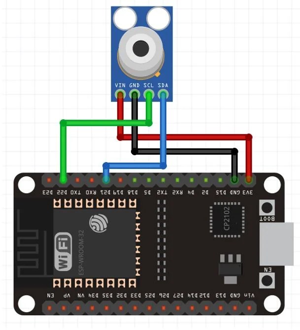 MLX90614 Noncontact Infrared Temperature Sensor with ESP32