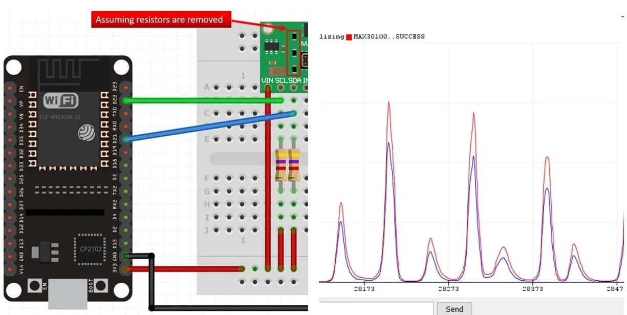 Interface MAX30100 Pulse Oximeter and Heart Rate Sensor with ESP32