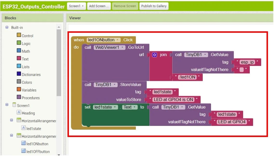 Control ESP32 over using Android App with MIT App Inventor
