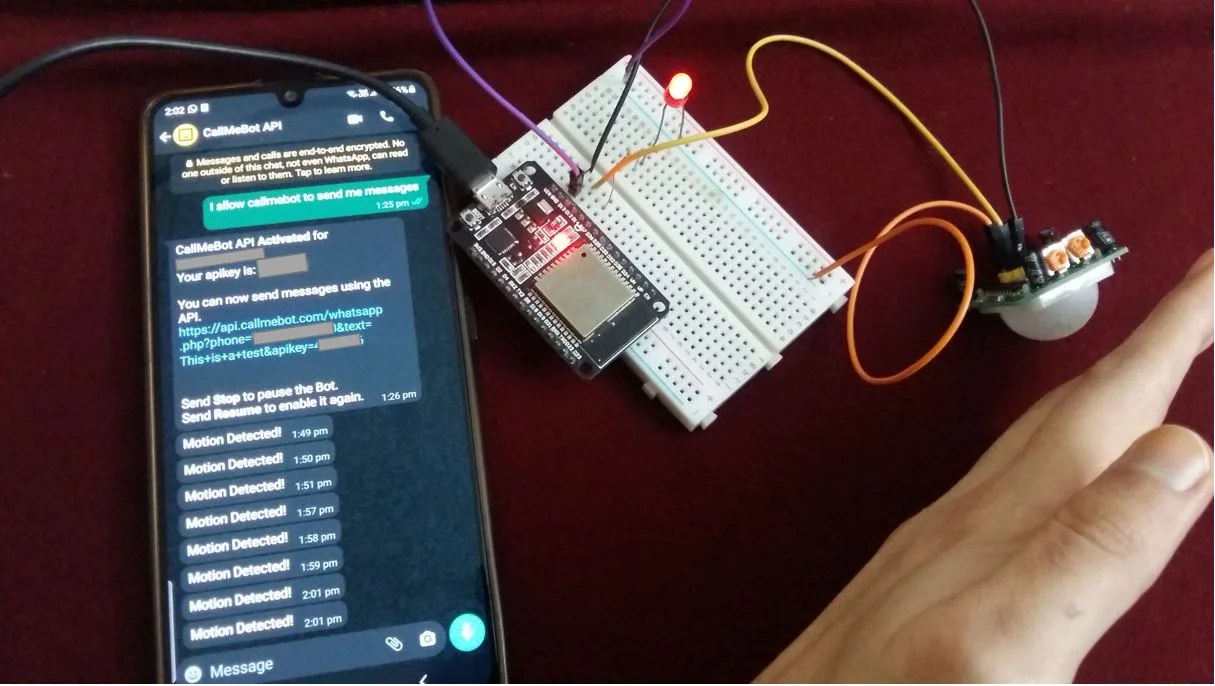 ESP32 Motion Detection Notification on WhatsApp Number