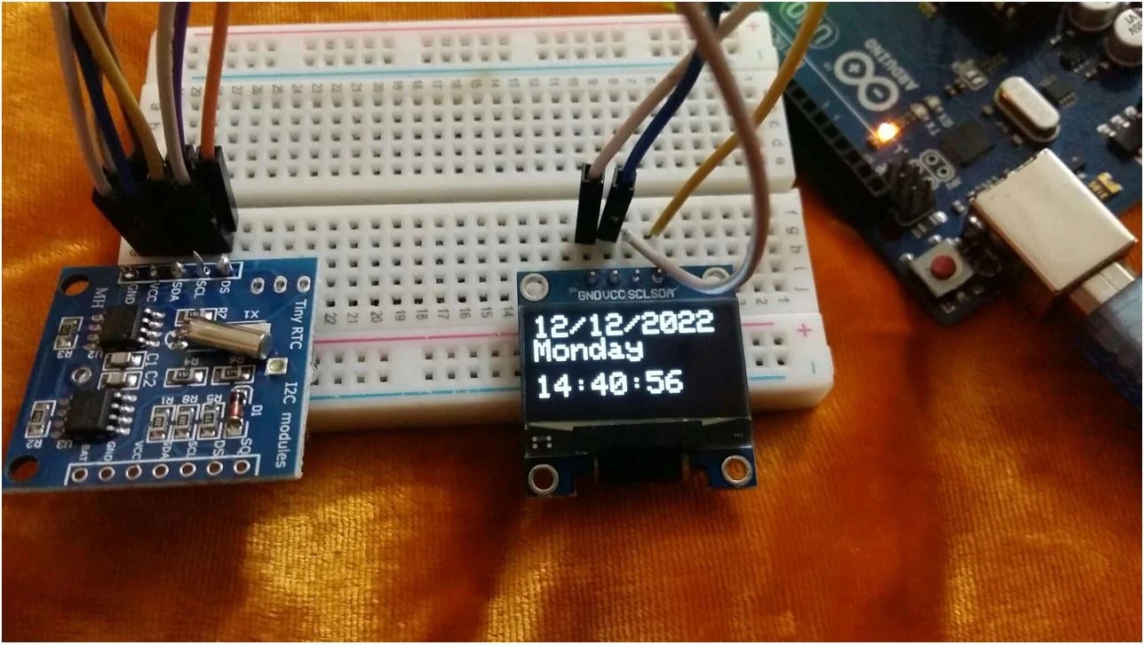 Interface DS1307 RTC Module with Arduino Display Date/Time on OLED