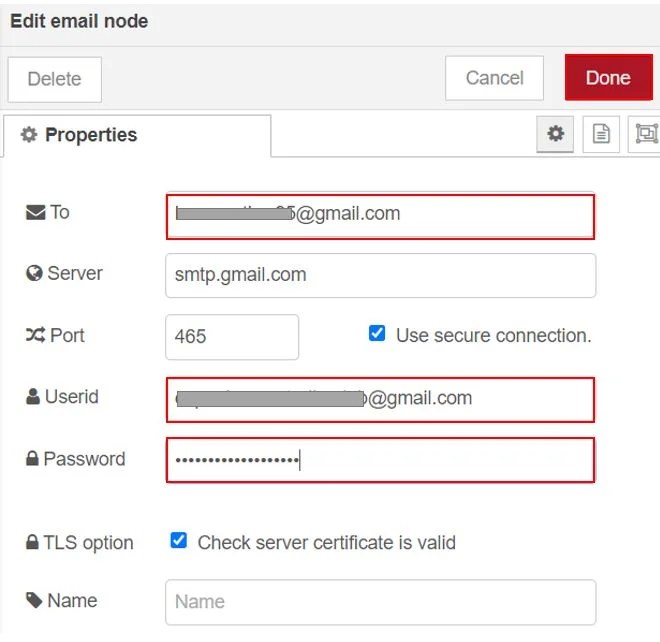 NodeRED Send Email Alerts and Notifications