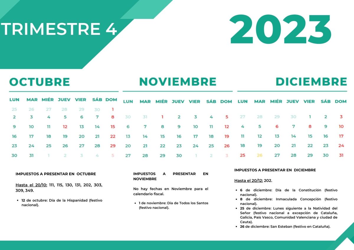 Calendario Fiscal 2023. Descarga Calendario en PDF