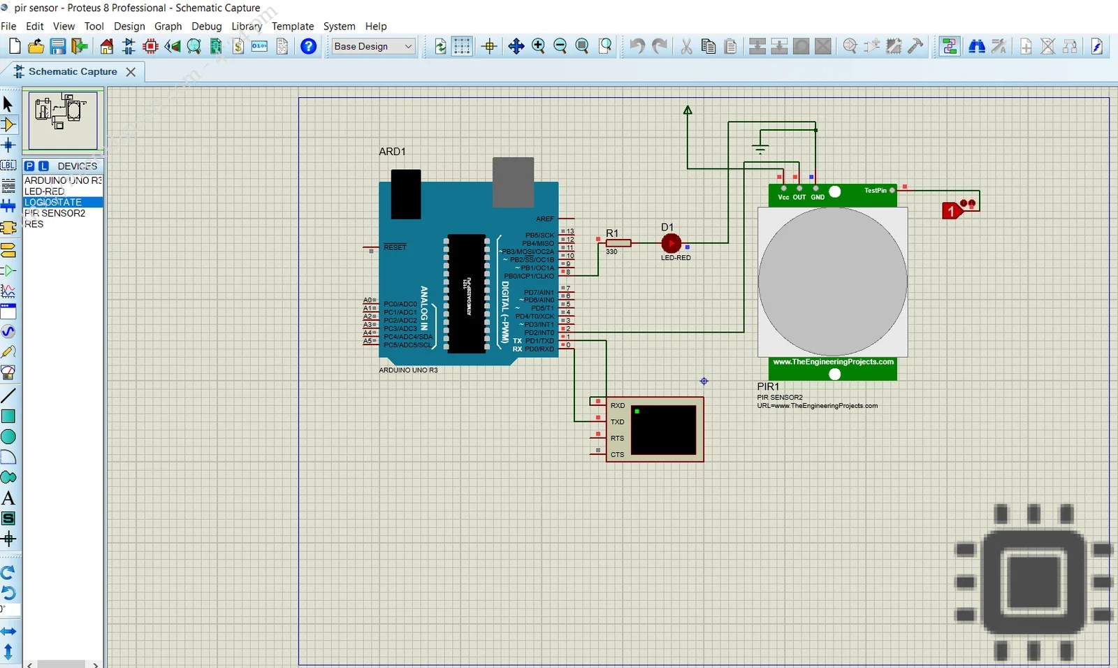 Simulate the PIR Motion Sensor with Arduino in Proteus