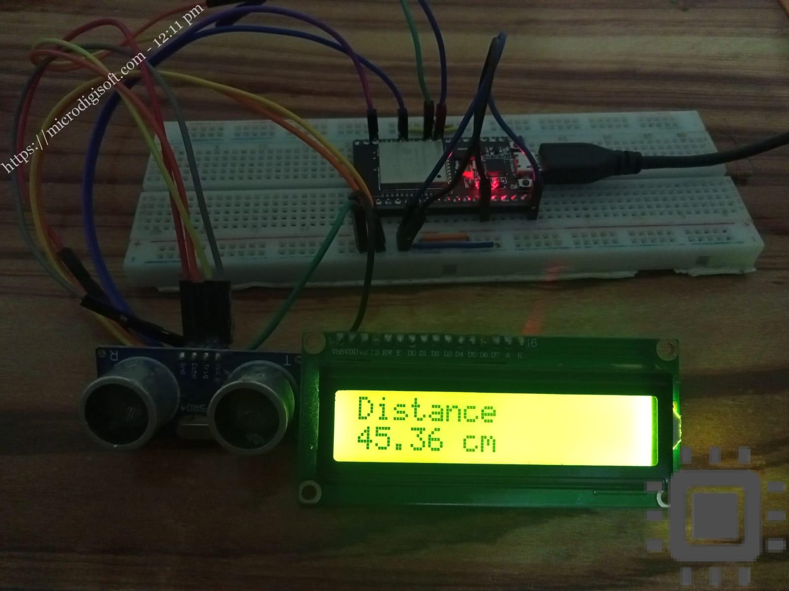 ESP32 Ultrasonic Sensor Integration with HCSR04 using Arduino IDE