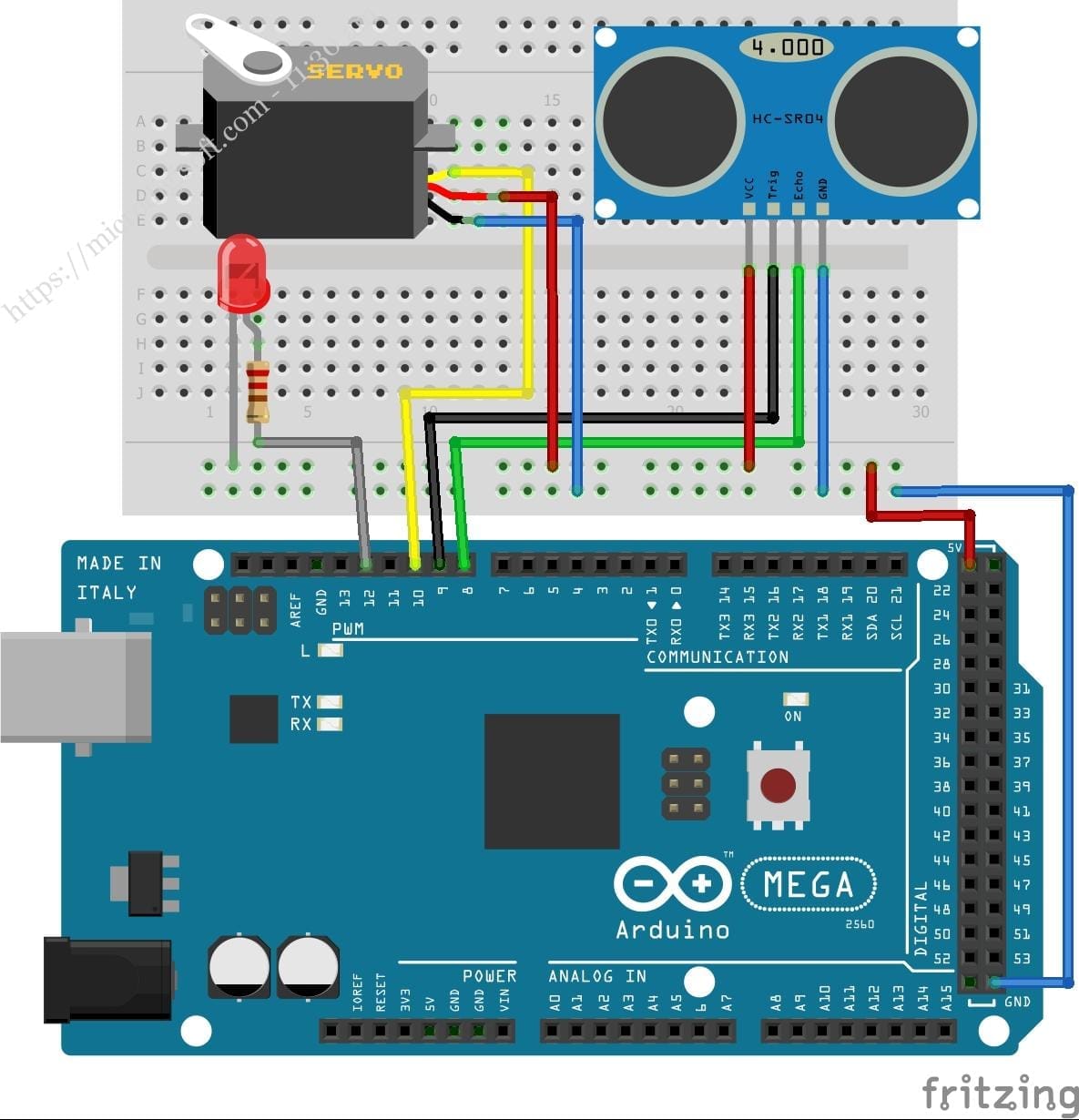Controlling a Servo Motor Using Ultrasonic Sensor & Arduino