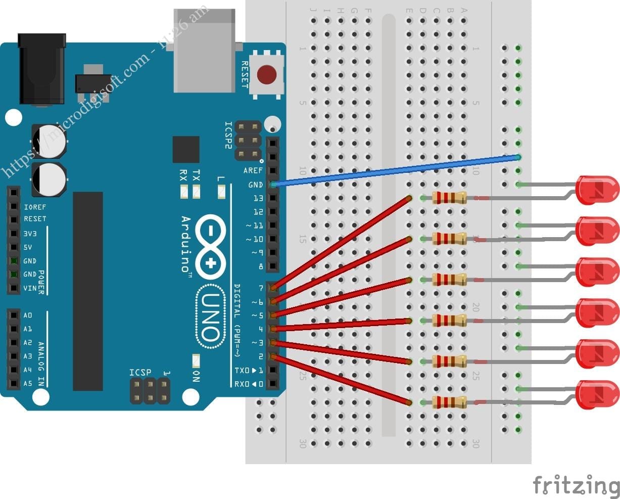 Multiple Blinking LED on the Arduino
