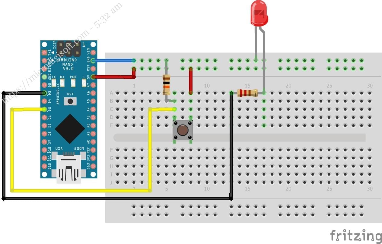 How to Use a Push Button with Arduino Nano?