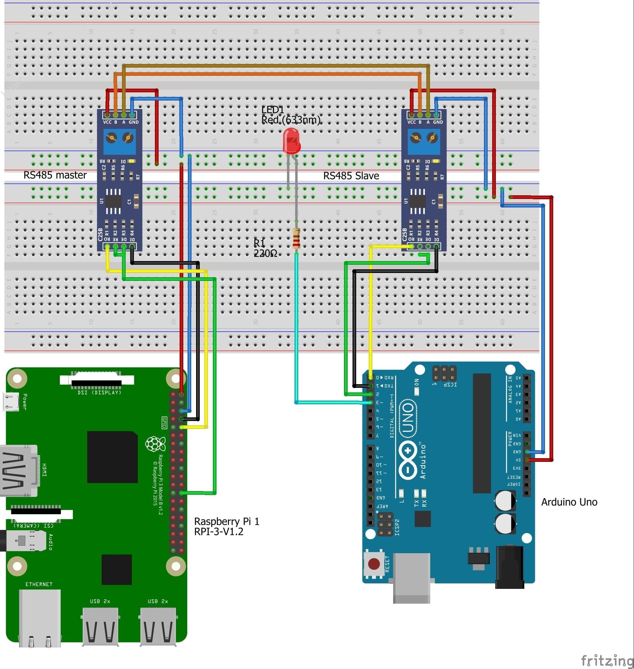 RS485 Serial Communication Raspberry Pi and Arduino Uno