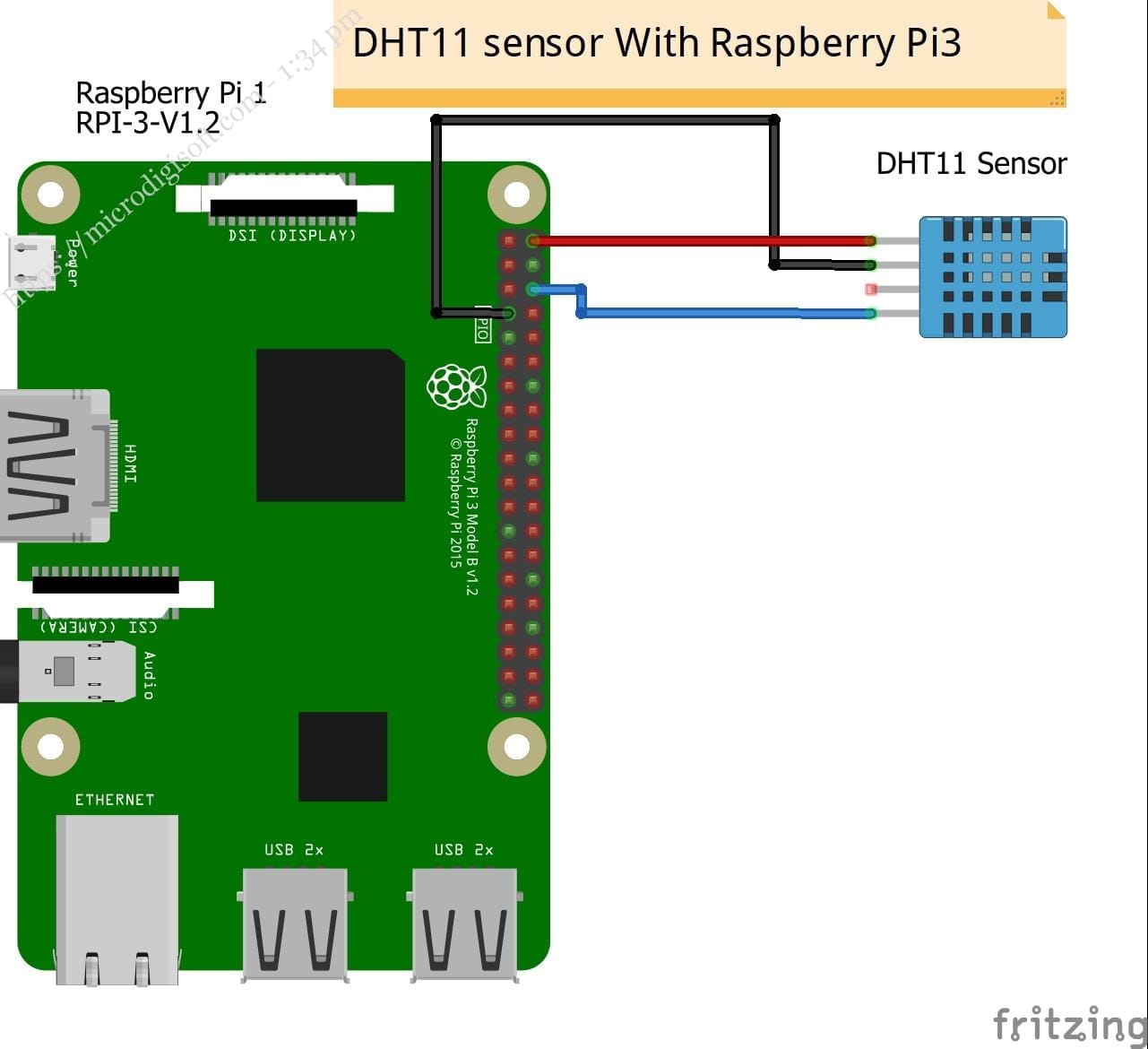 Interfacing DHT11 Temperature and Humidity Sensor with Raspberry Pi