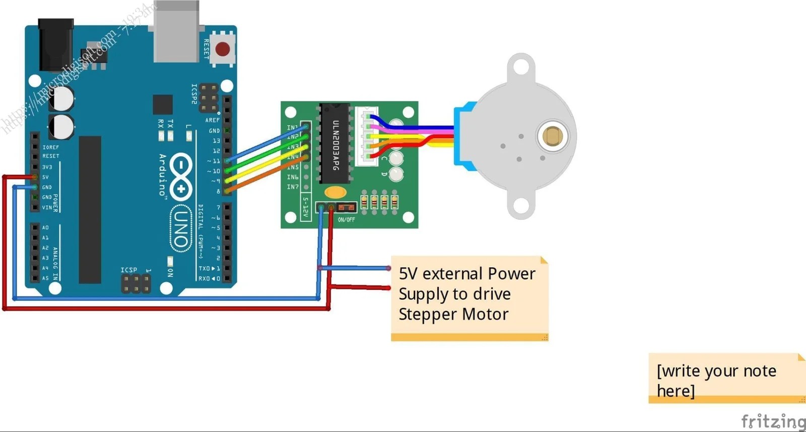Interfacing 28BYJ48 Stepper Motor and ULN2003 with Arduino