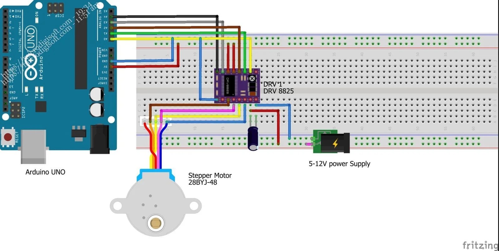 DRV8825 Motor Driver and 28BYJ48 Stepper Motor With Arduino