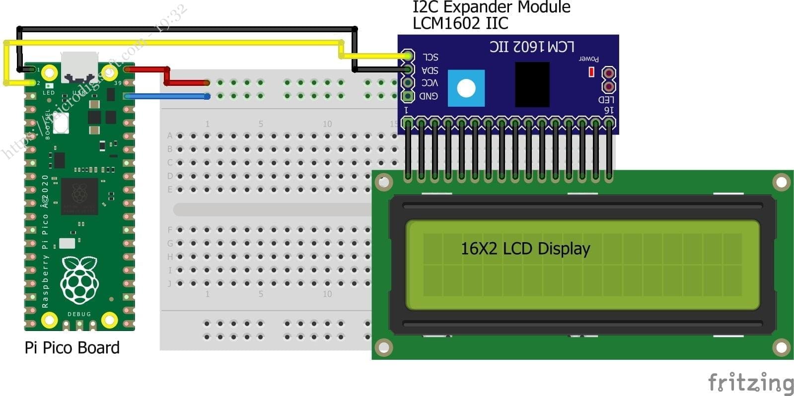 I2C LCD Interfacing with Raspberry Pi Pico Using MicroPython