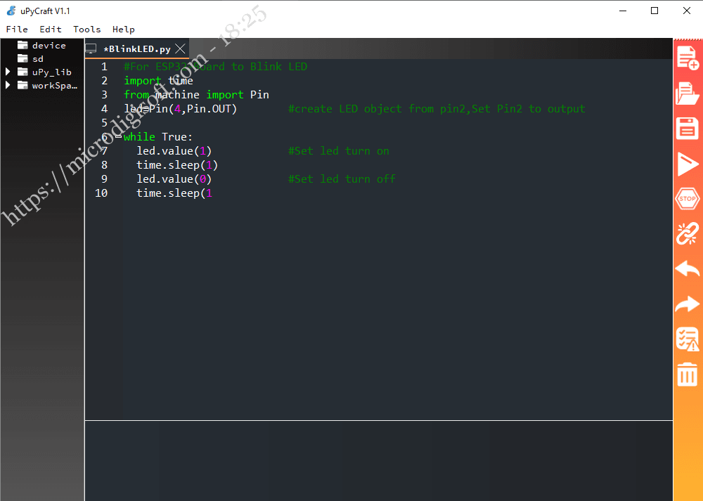 MicroPythonESP32ESP8266Blink_LED1
