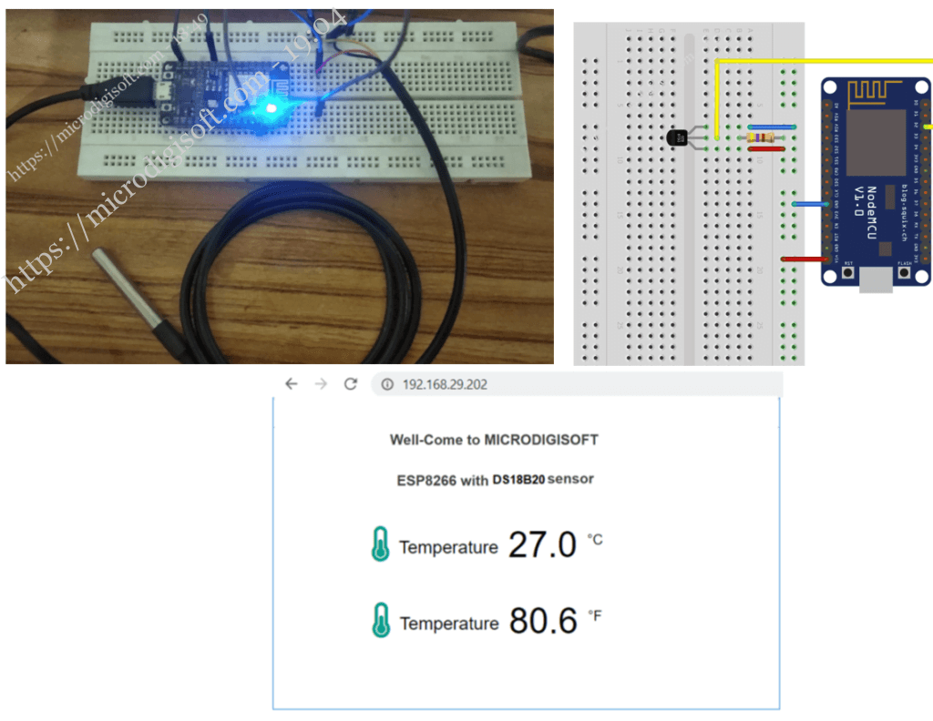 ESP8266 DS18B20 Temperature Sensor on  Server with Arduino IDE